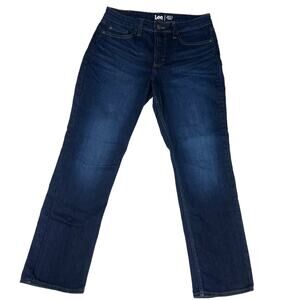 Lee Jeans Straight Leg Mid Rise Regular Fit Blue Denim Dark Wash‎ Women's 10